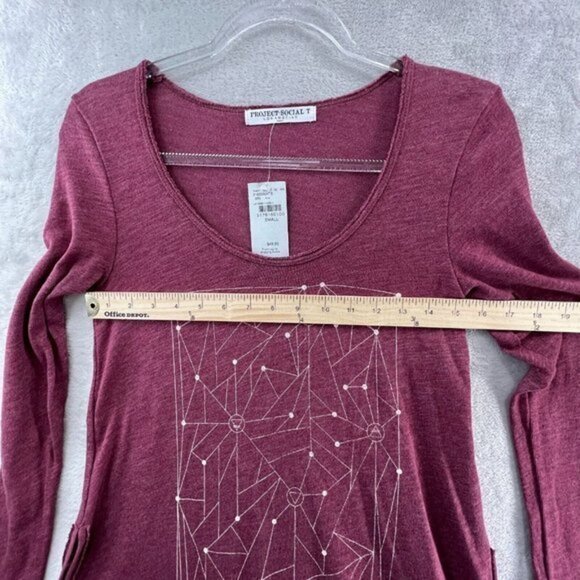 Project Social T Womens Small Geo Red Long Sleeve Lightweight Knit‎ NWT - Picture 8 of 12
